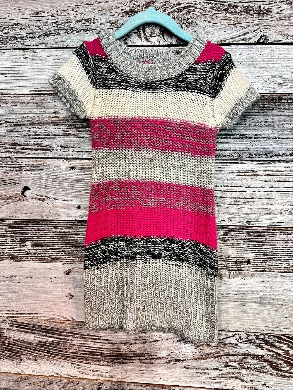 bobbie brooks Striped Sweater Dress in Pink & Gray Girls XS Like New